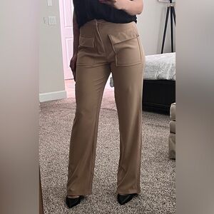 4th and Reckless Tan Straight Leg High-Waisted Pants with Soft Fabric